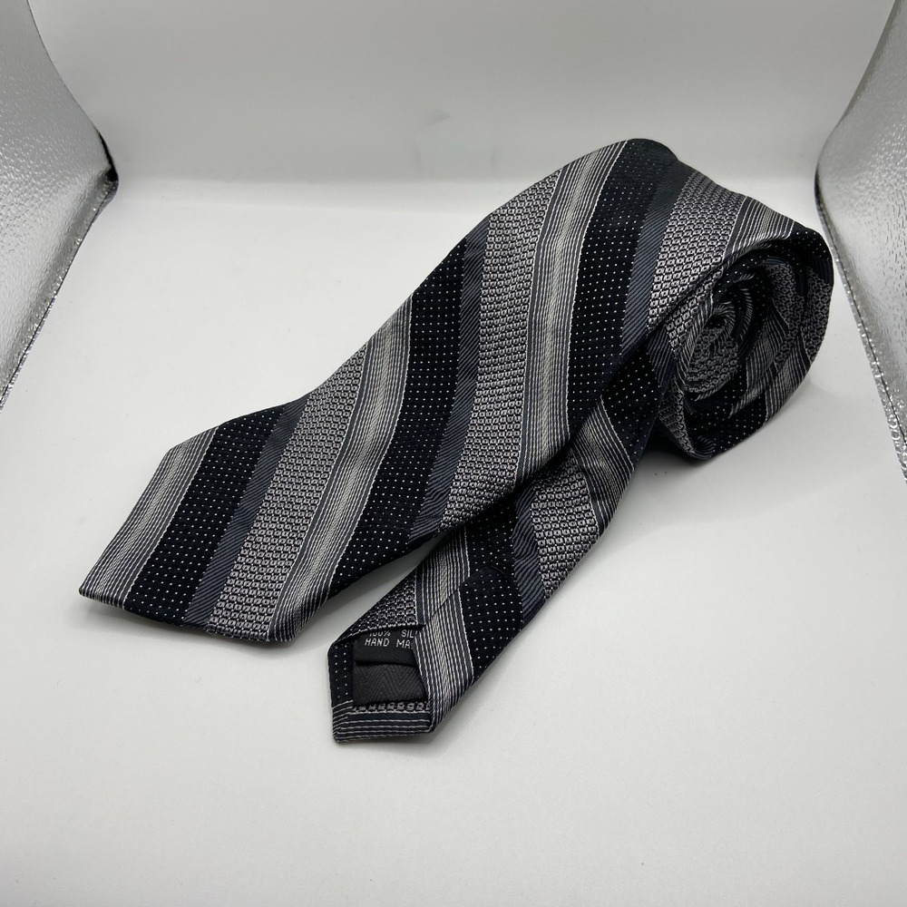 Italo Ferretti Designer Necktie Mens Gray Geometric Silk Formal Business Office